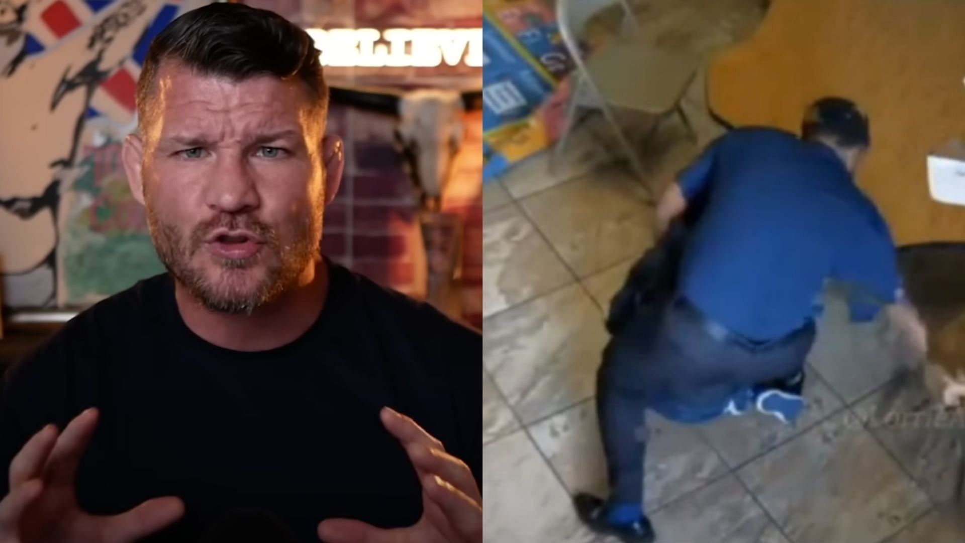 Michael Bisping (left) reacts to Florida School Principal allegedly attacking student [Images courtesy of Michael Bisping on YouTube]