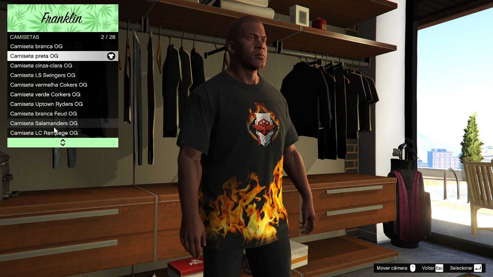 Franklin wearing the Free Fire mod T-shirt (Image via gta5-mods.com)