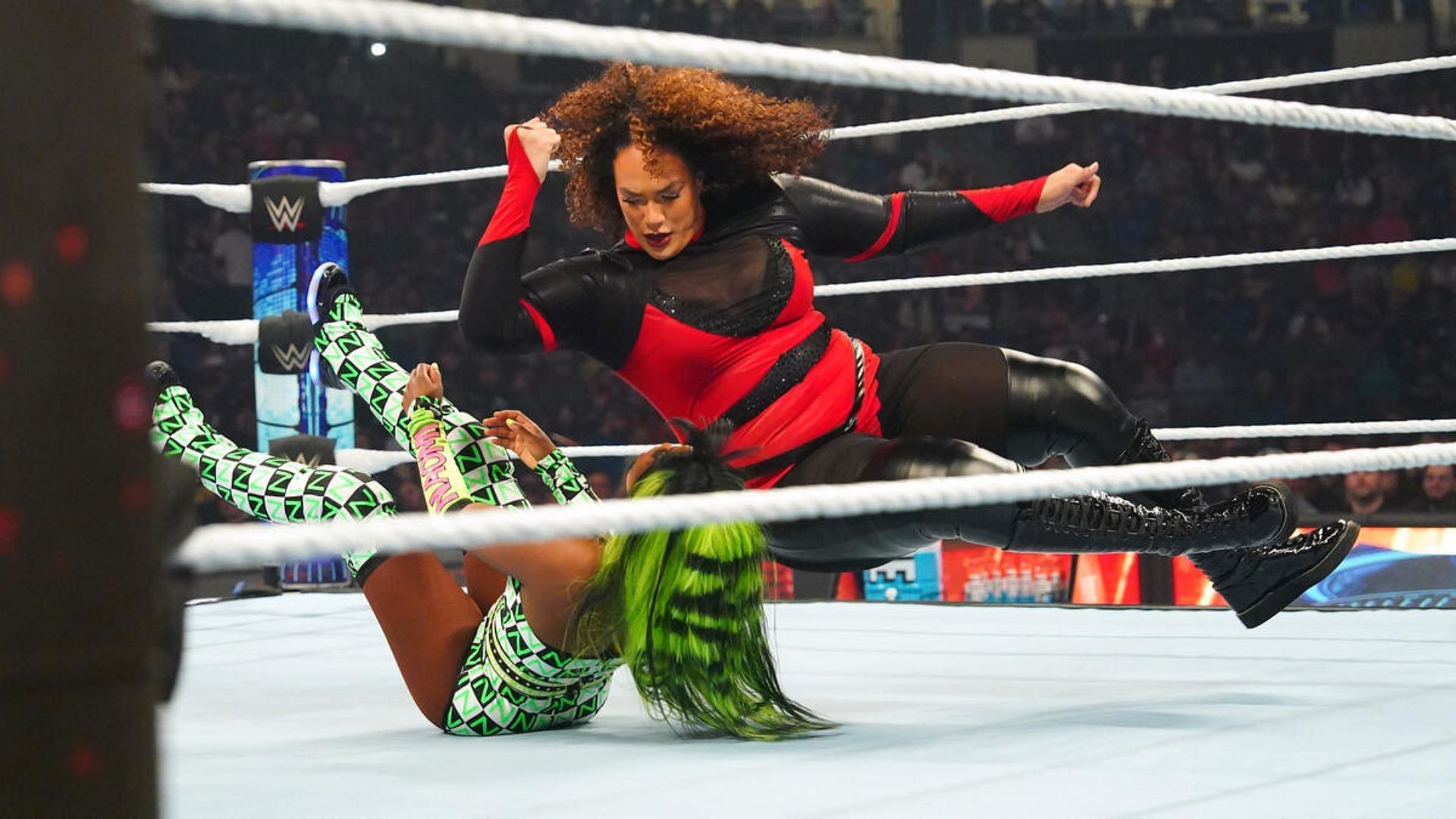 Nia Jax during her match with Naomi on SmackDown, which she won.