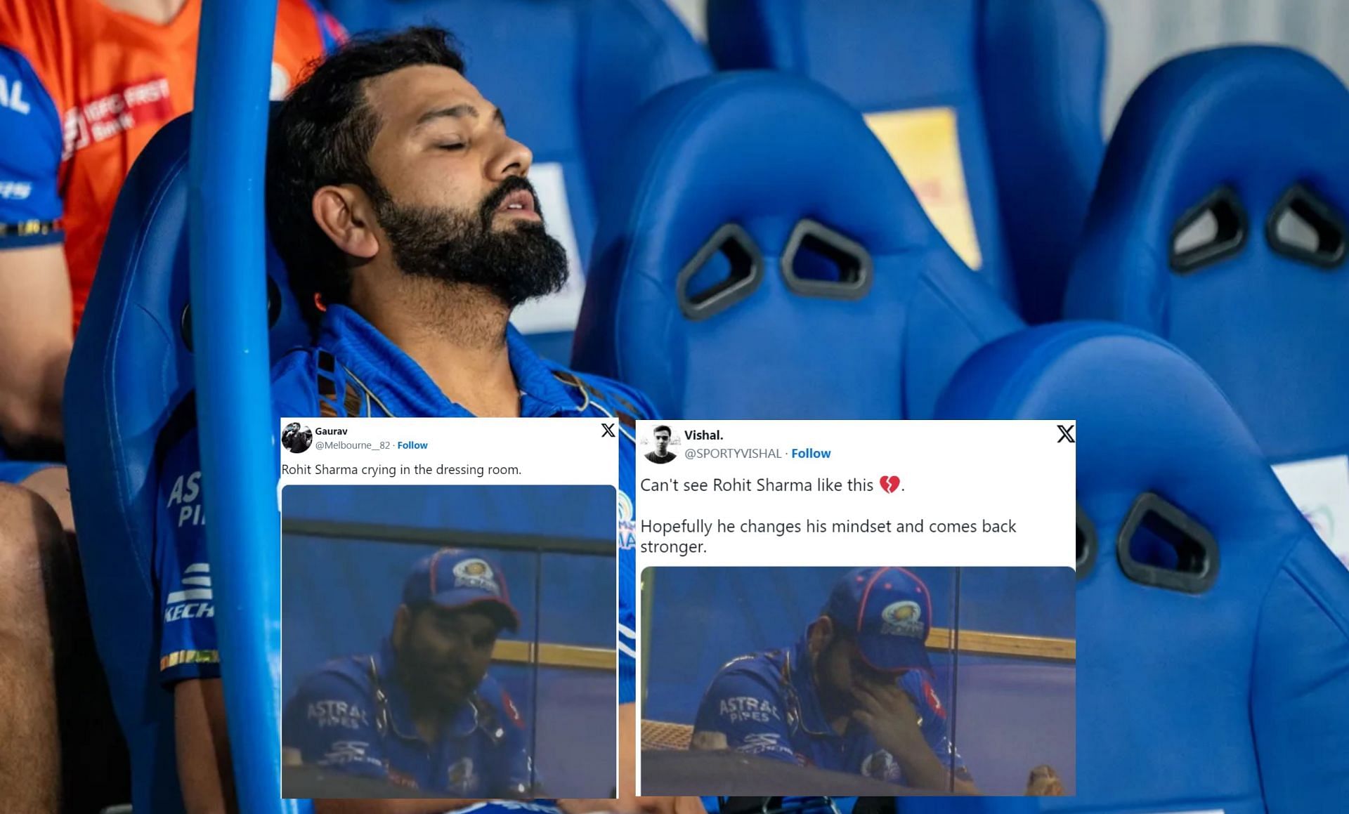 Rohit Sharma looked dejected in the dressing room after dismissal in Monday
