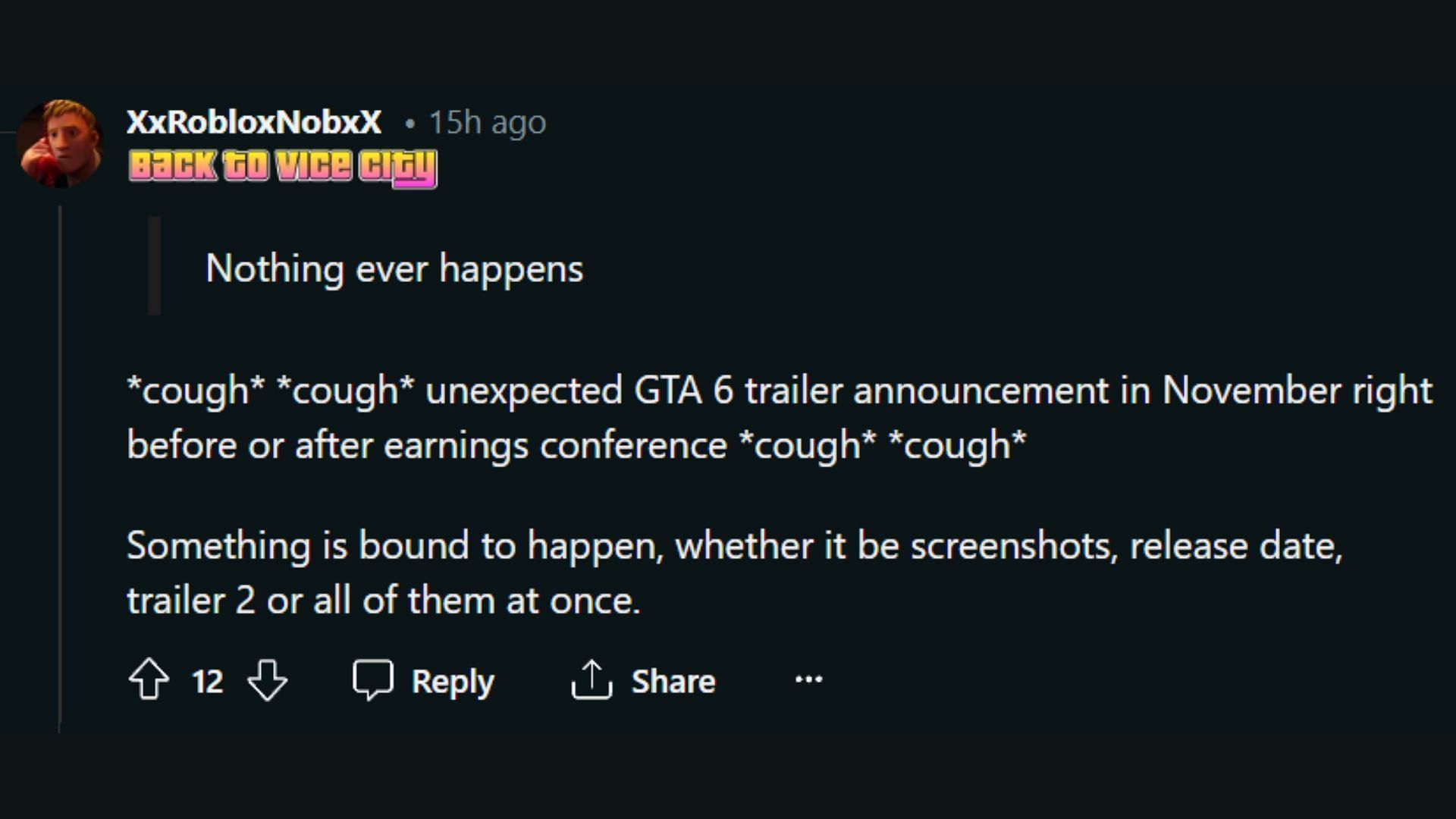 GTA 6 fans seem excited for Take-Two earnings call (3/4) (Image via r/GTA6, Reddit)