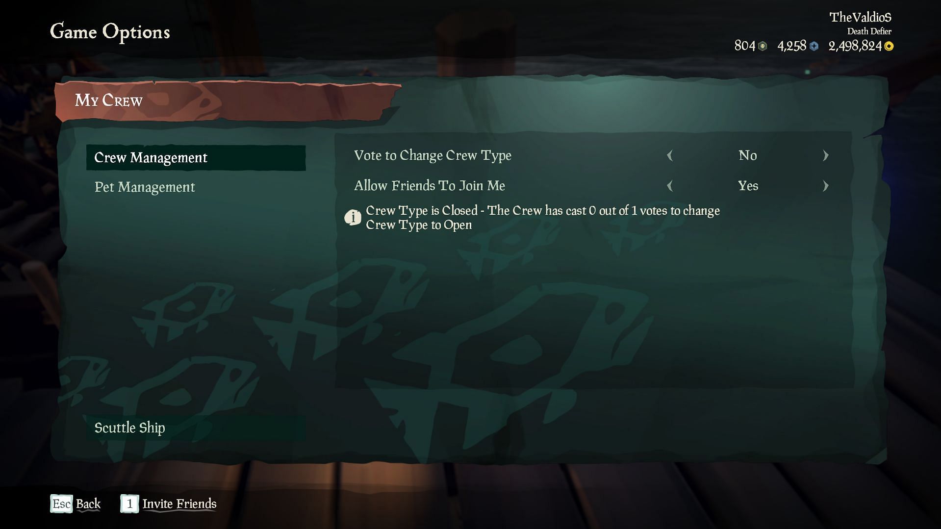 Select the Scuttle Ship option (Image via Rare)