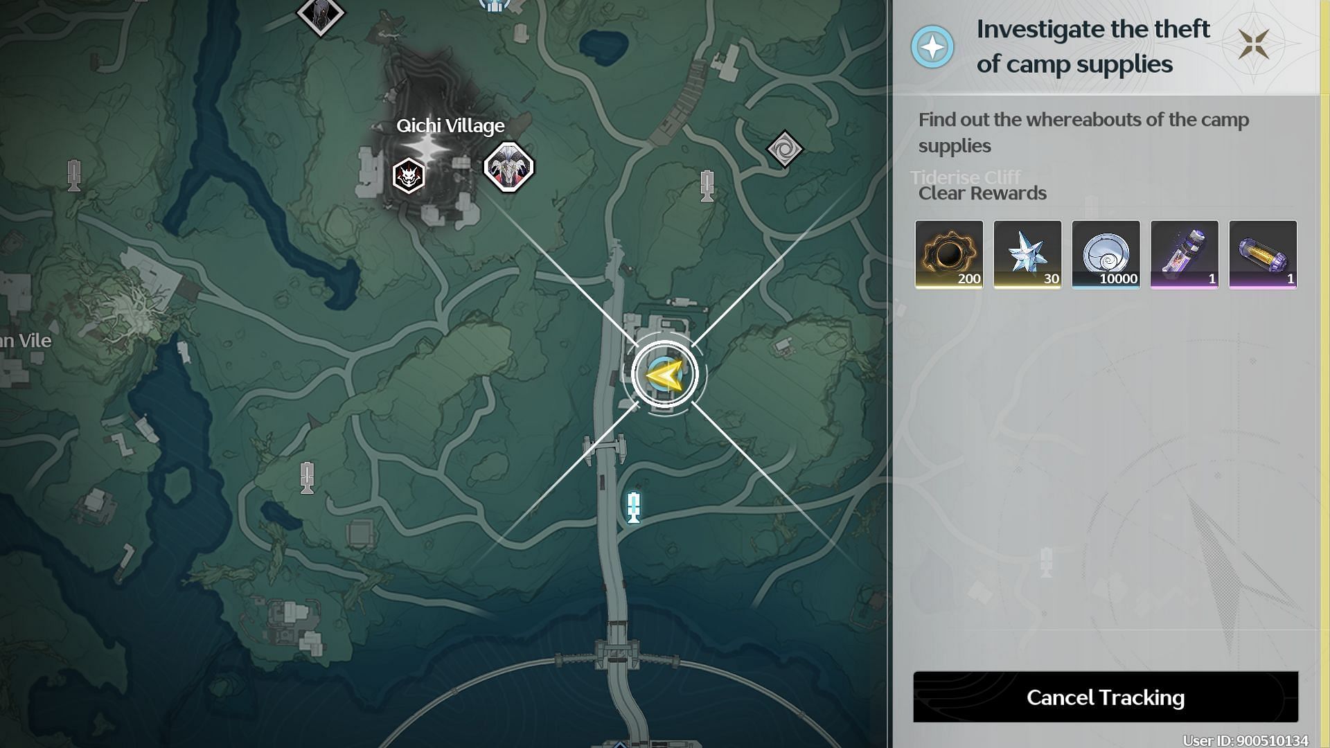 Location of the Investigate the theft of camp supplies quest (Image via Kuro Games)