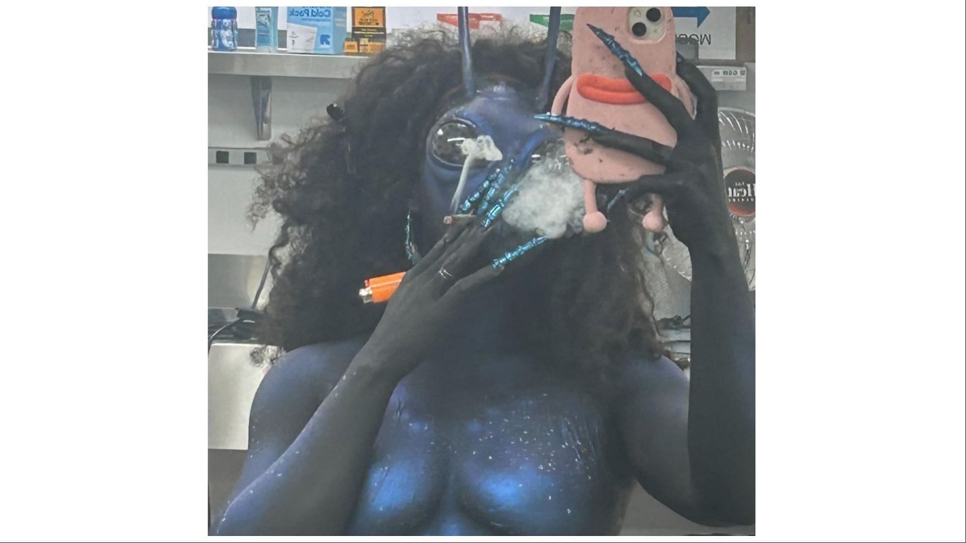 The singer&#039;s photo as a blue insect (Image via @sza/Instagram)