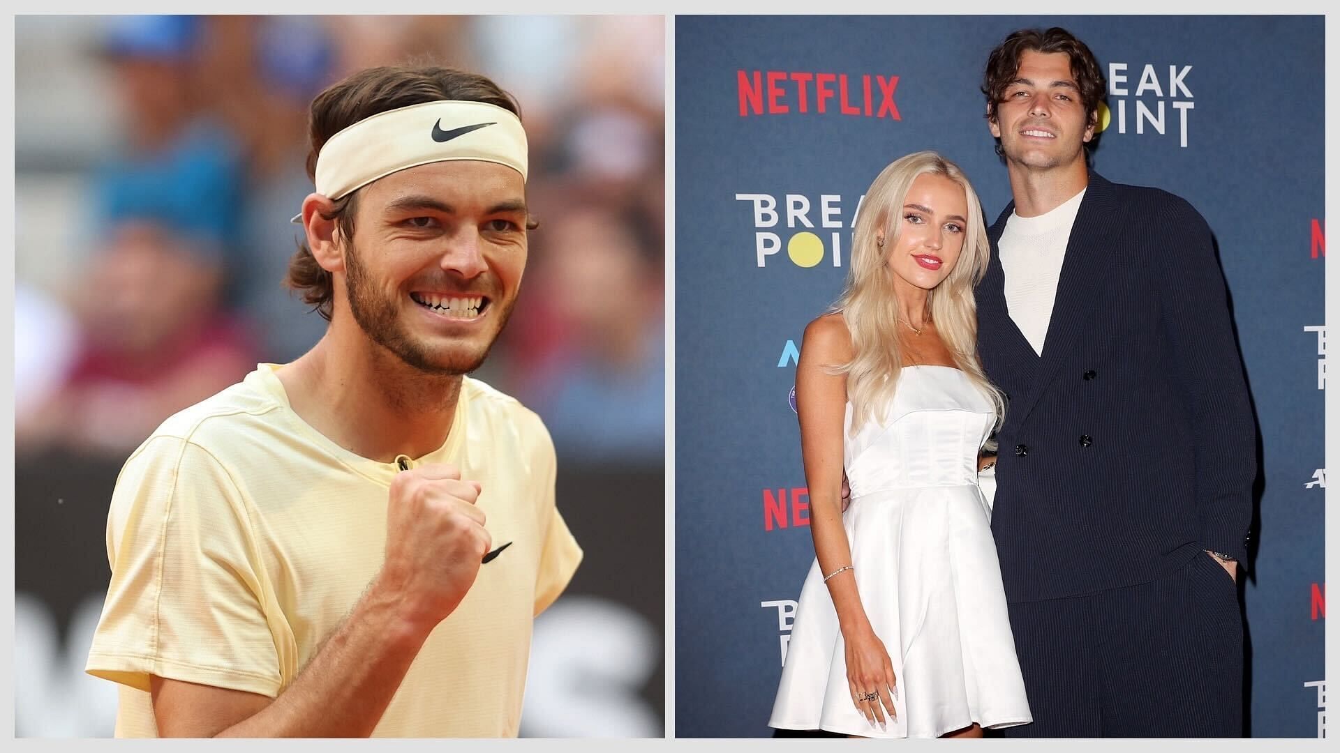 Taylor Fritz(left) and with girlfriend Morgan Riddle(right)