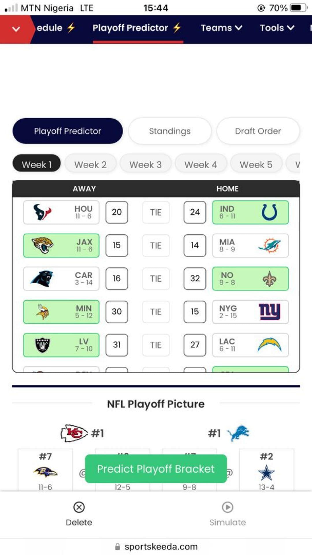 Sportskeeda NFL Playoff Predictor 2
