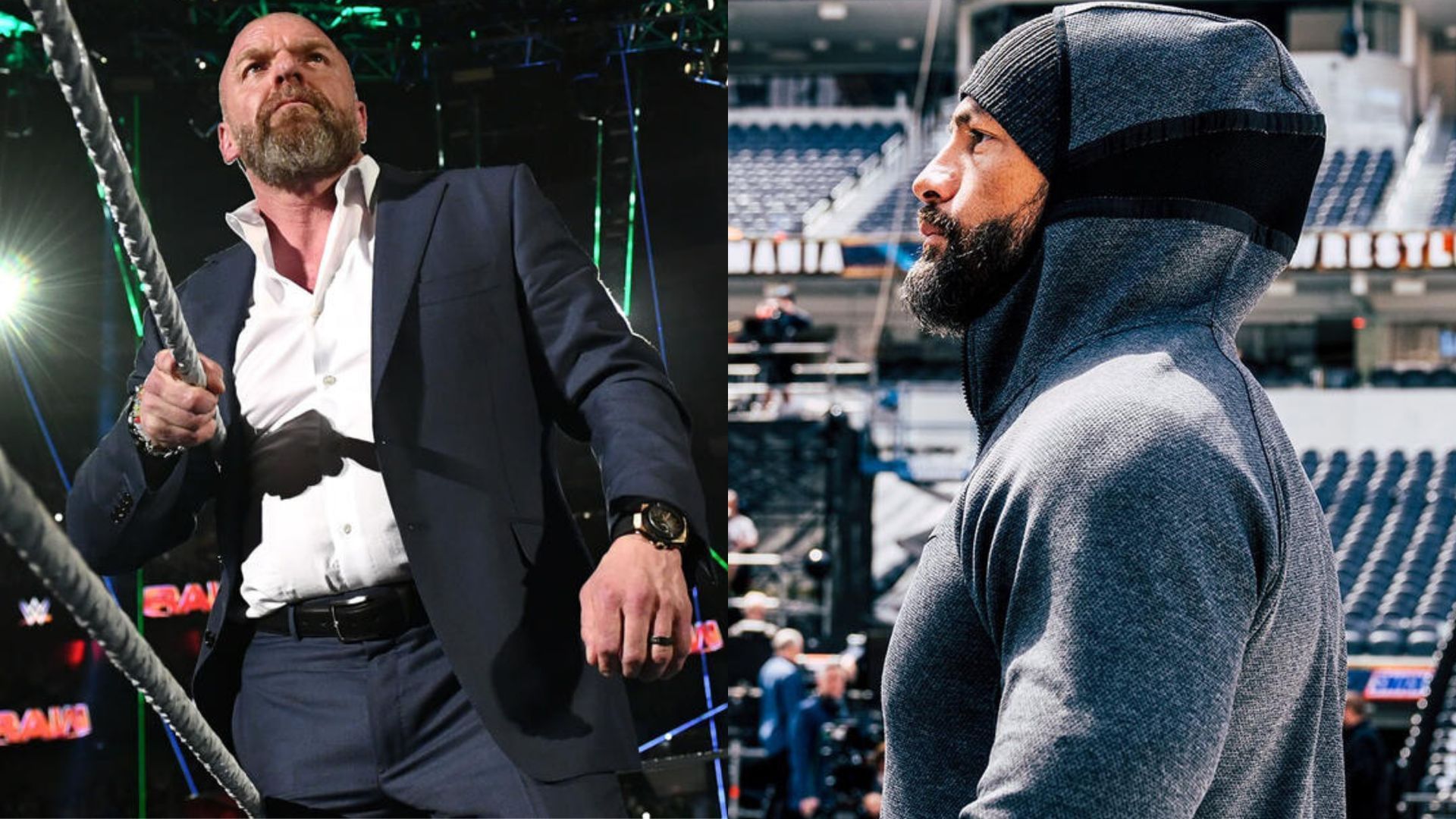 Triple H and former undisputed WWE Champion Roman Reigns.