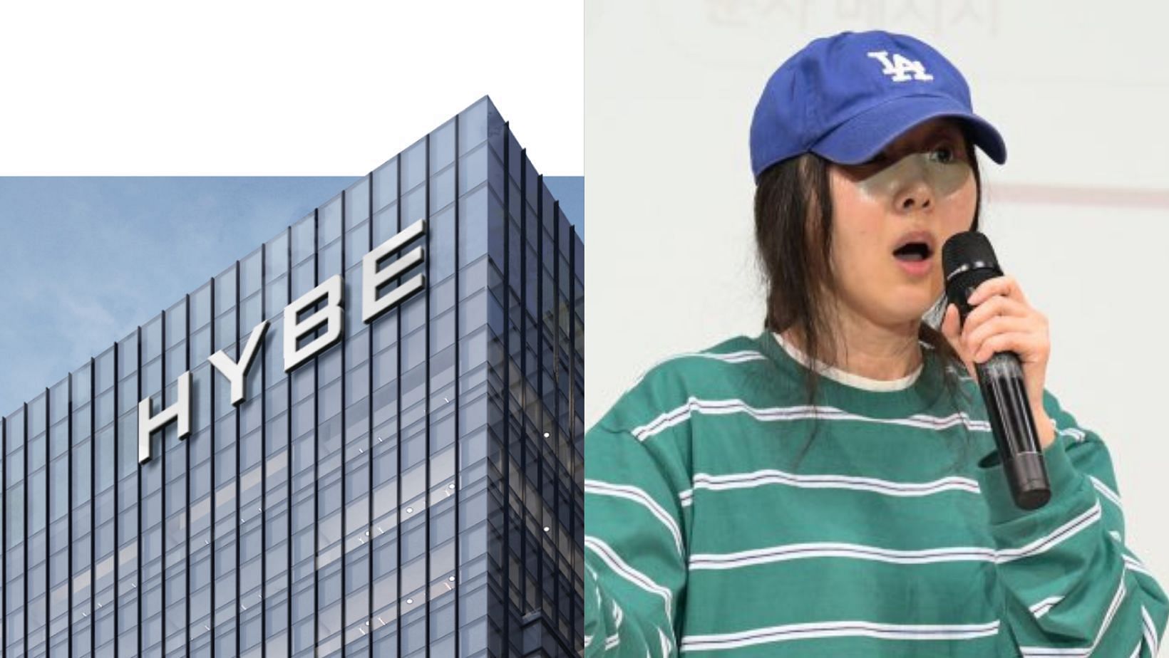 ADOR CEO Min Hee-jin files injunction to prohibit HYBE&rsquo;s voting rights in dismissing her from the company. (Images via HYBE website and X/@SnowBuffering)