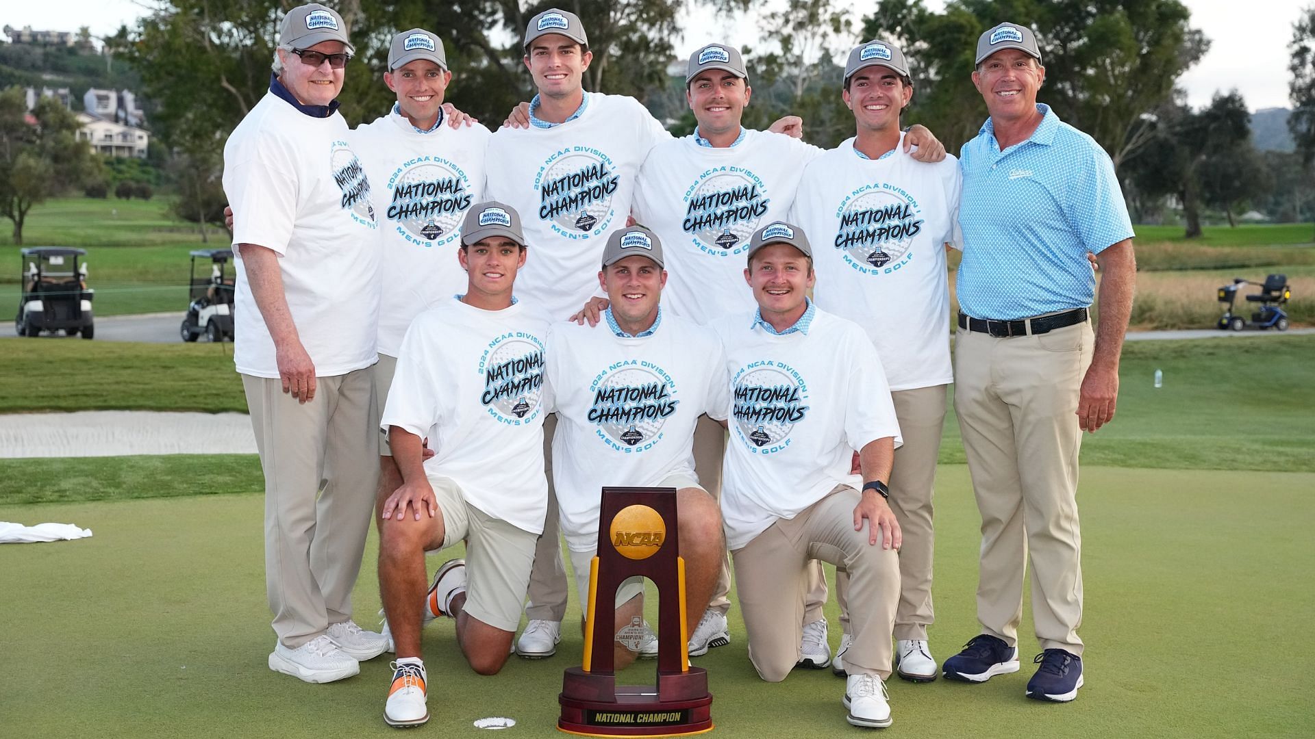 The Auburn Tigers team after beating Florida State to win the 2024 NCAA Men&#039;s Golf Championship [Image Credits: X - @AuburnMGolf]