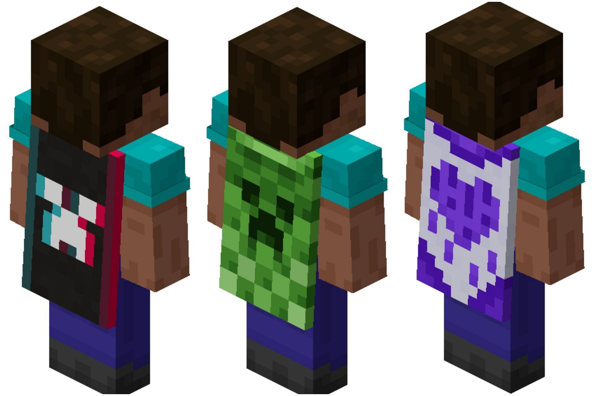 All three Minecraft 15th anniversary capes will arrive to Java Edition as well (Image via Mojang Studios)
