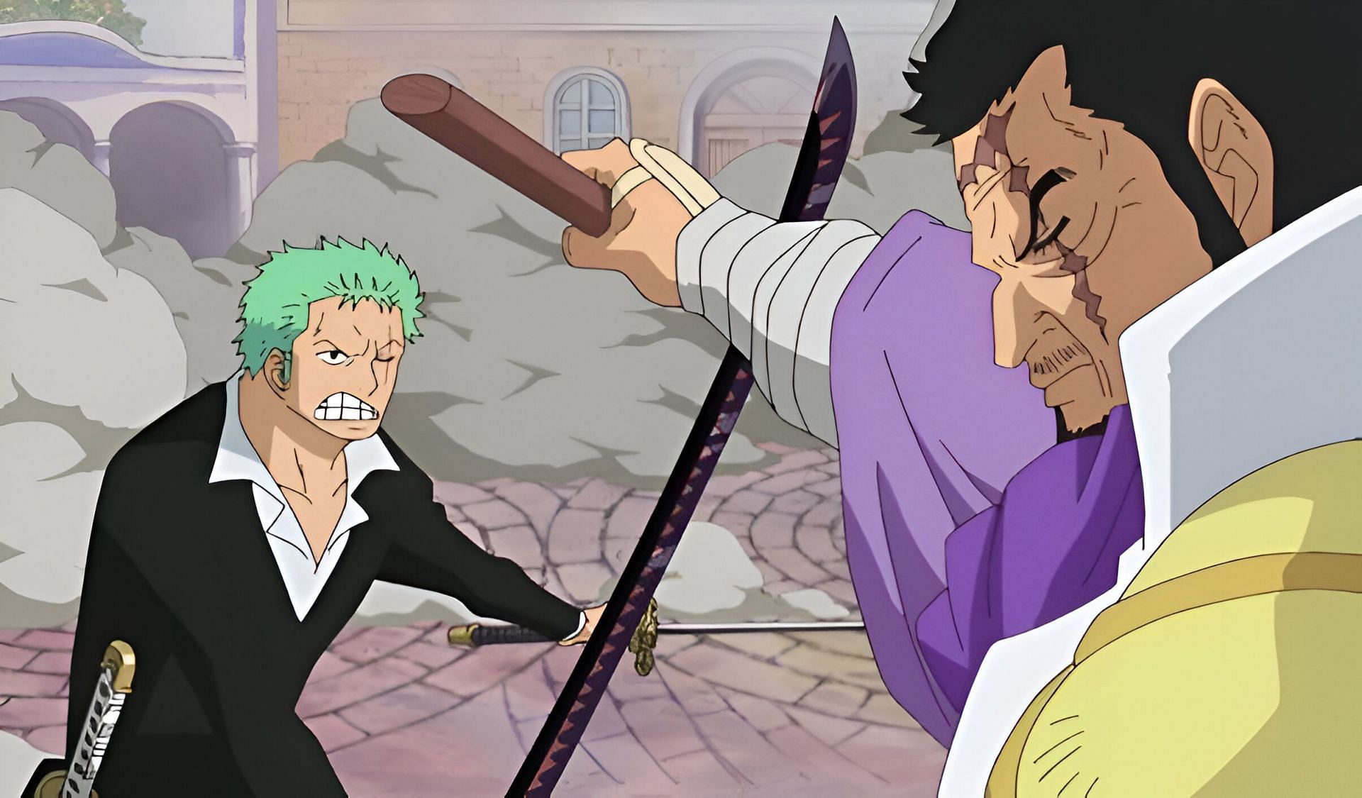 Zoro (left) and Fujitora (right) (Image via Toei Animation)