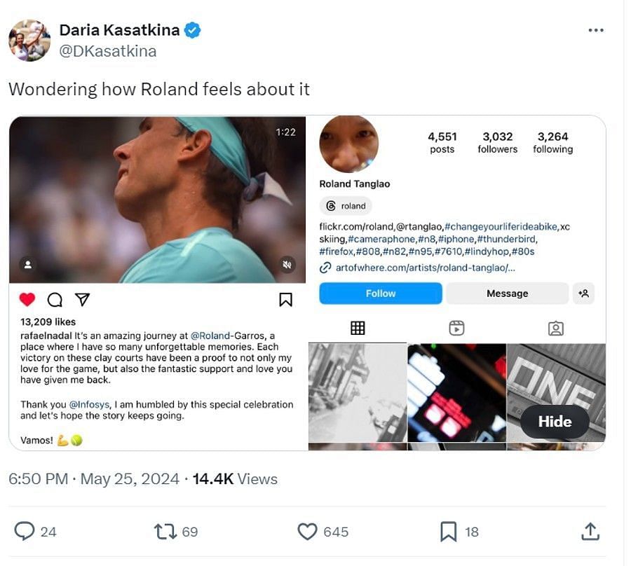 Daria Kasatkina&#039;s tweet