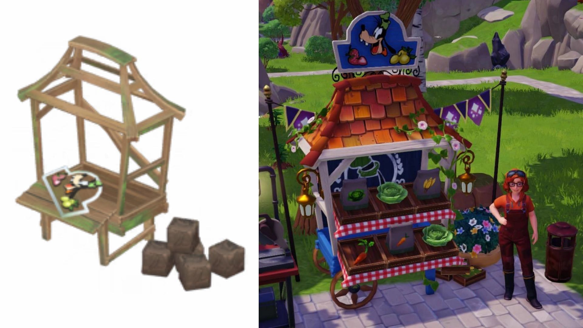 Goofy&#039;s stall can be restored to buy Sugarcane (Image via Gameloft)