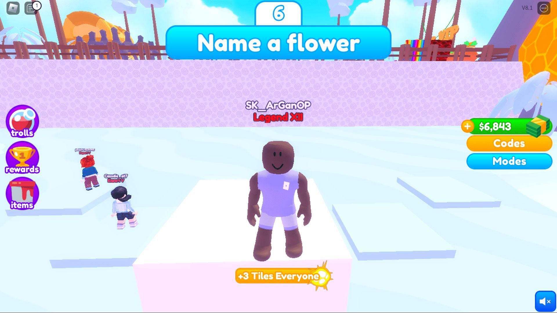 Gameplay screenshot of an ongoing round in Shortest Answer Wins (Image via Roblox)