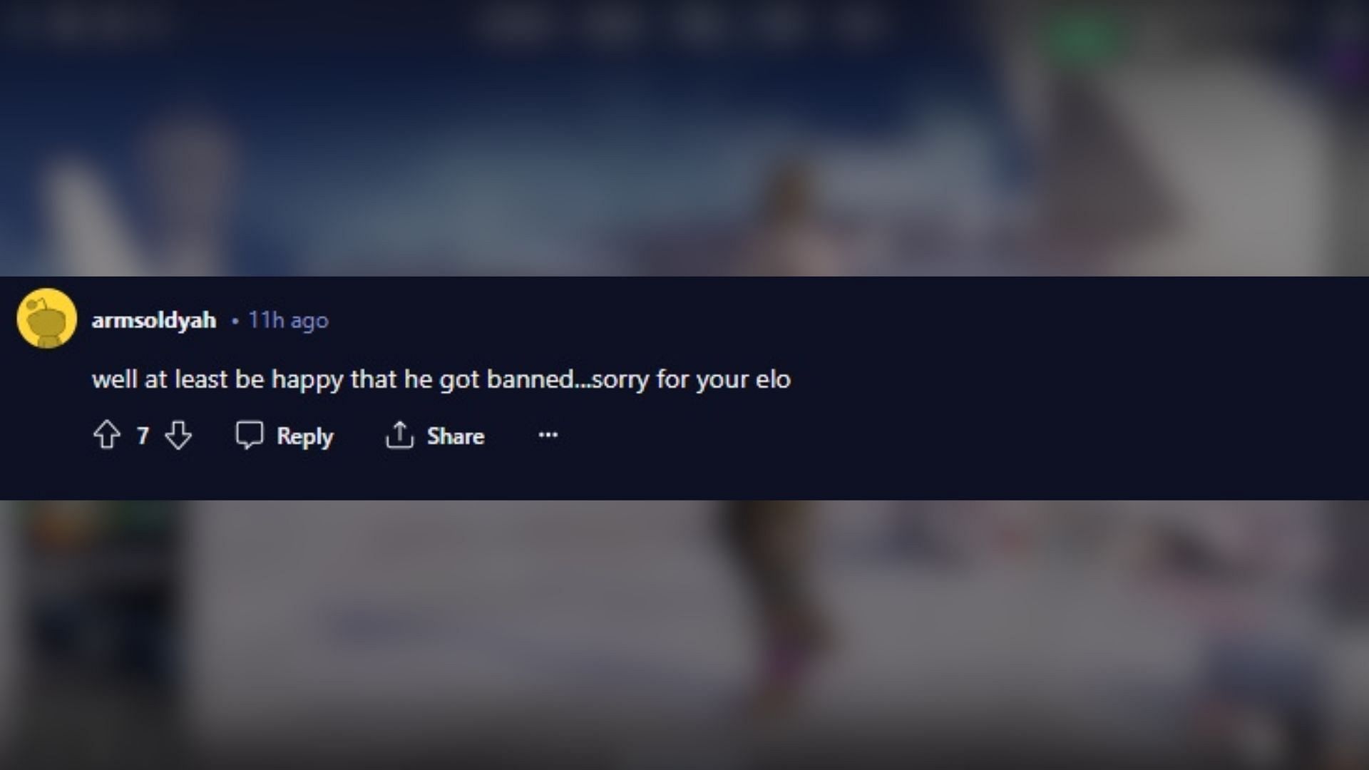 Players ask OP to be happy for the cheater getting banned (Image via Reddit/u/armsoldyah)