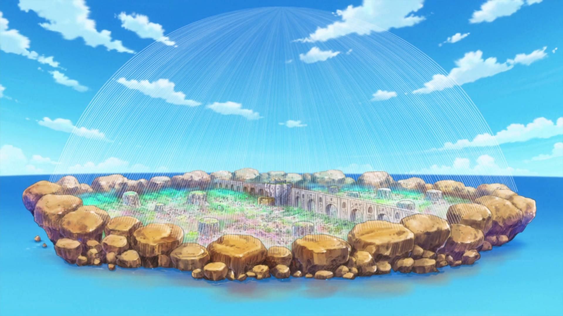 The island of Dressrosa is one on which the Straw Hats leave their mark in the best way possible (Image via Toei Animation)