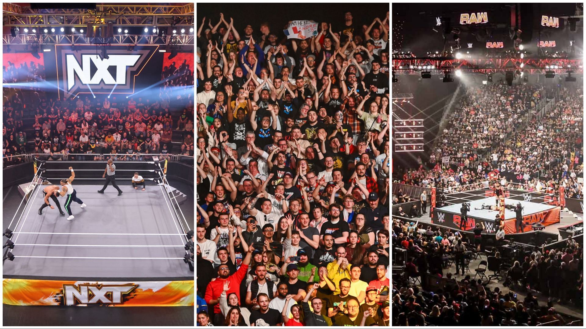 WWE NXT in-ring action, the WWE Universe in France, WWE RAW in-ring action