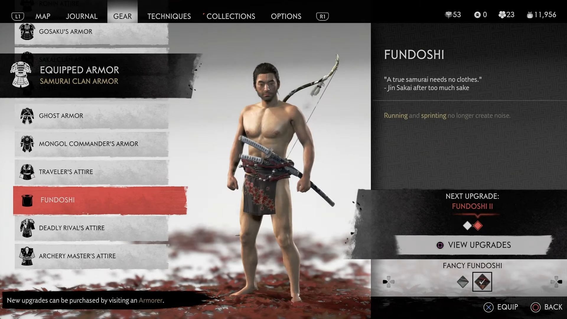 The Fundoshi is one of the weakest armor sets in Ghost of Tsushima (Image via Sucker Punch || YouTube/Enzyme77)
