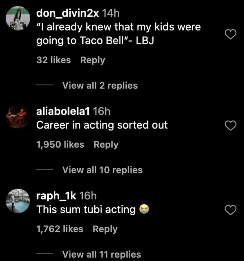 Instagram comments on Bryce and Bronny&#039;s video
