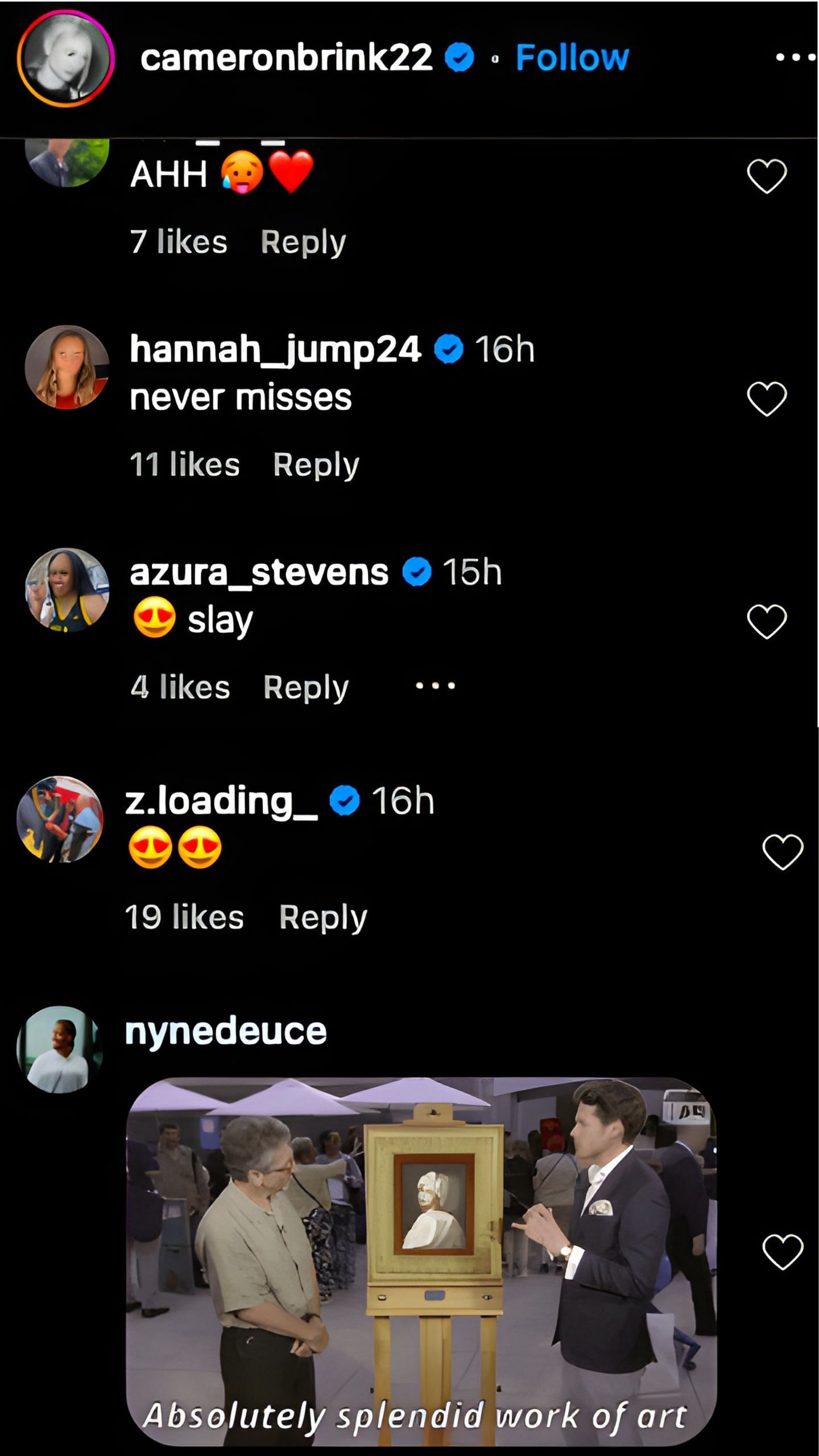 Cameron Brink&#039;s LA Sparks teammates also commented on her post
