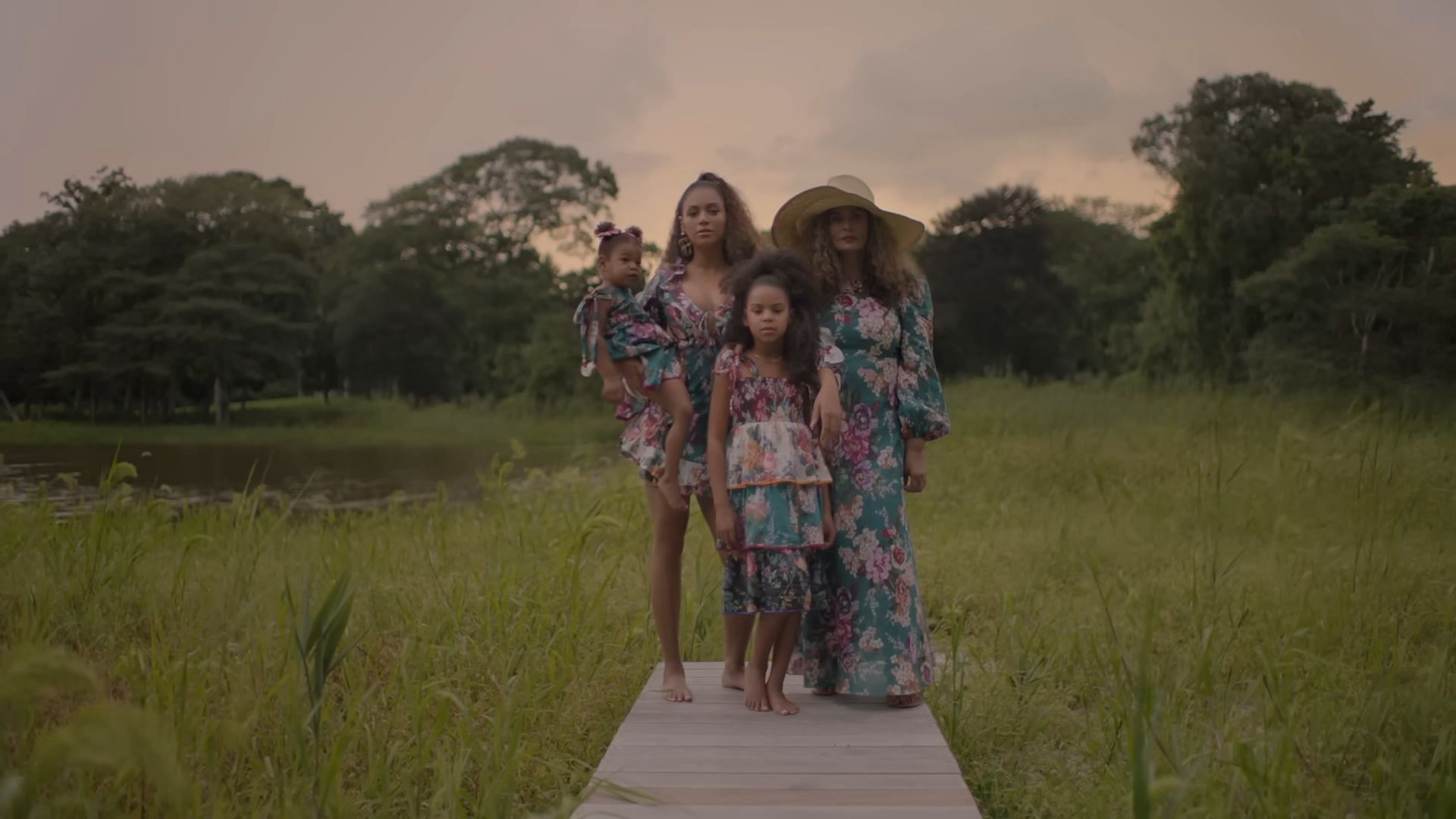 Beyonce, Tina Knowles, Blue Ivy, and Rumi in the music video for &#039;Brown Skin Girl&#039; (Image via YouTube/ Beyonc&eacute;)