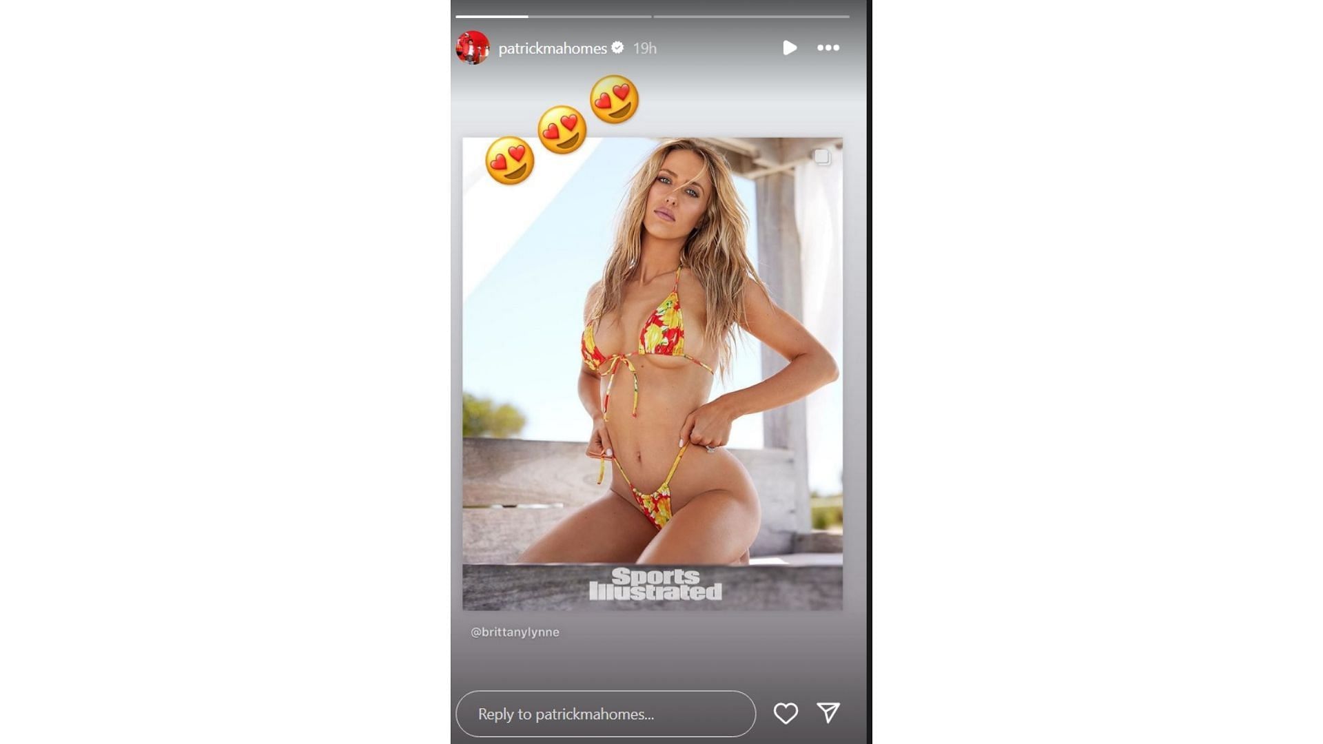 Patrick Mahomes hypes wife Brittany Mahomes&#039; SI Swimsuit shoot (From: @brittanylynne IG)