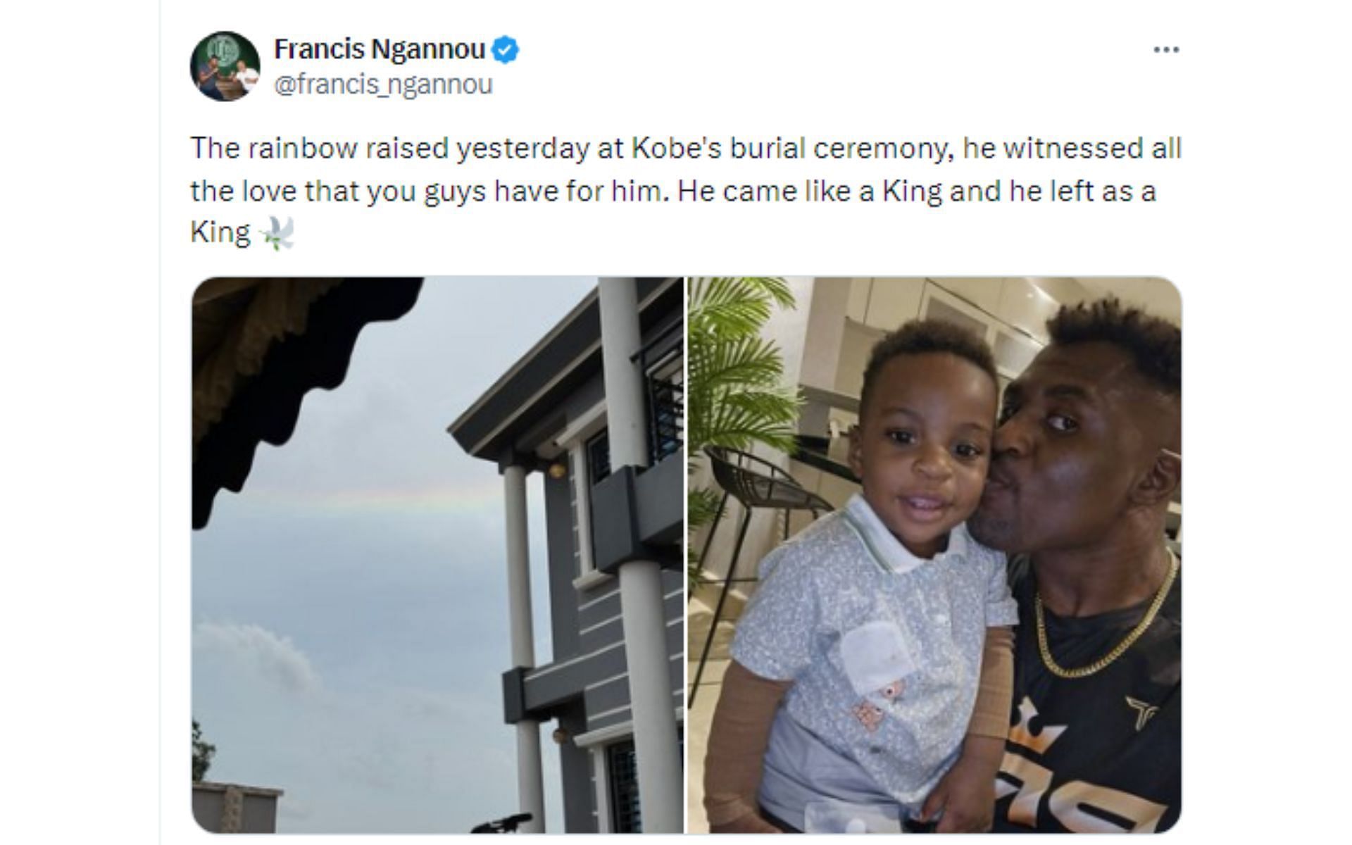 Ngannou&#039;s tweet regarding his son&#039;s burial [Image courtesy: @francis_ngannou - X]
