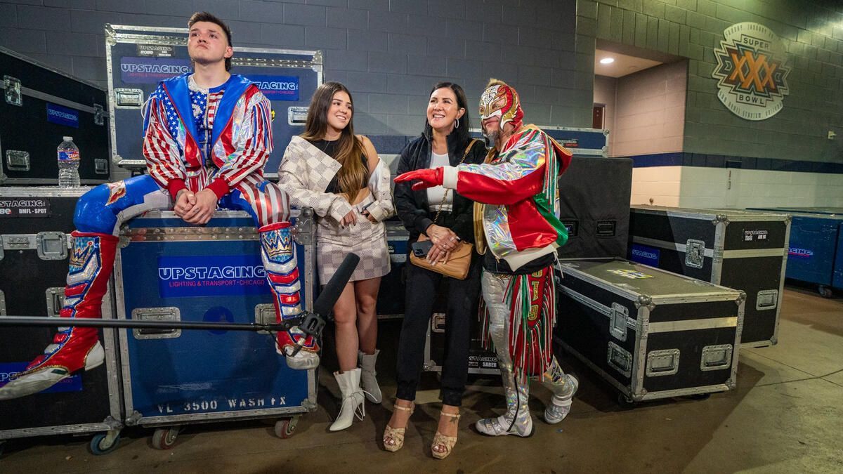 Mysterio family, left to right: Dominik, Aalyah, Angie, Rey