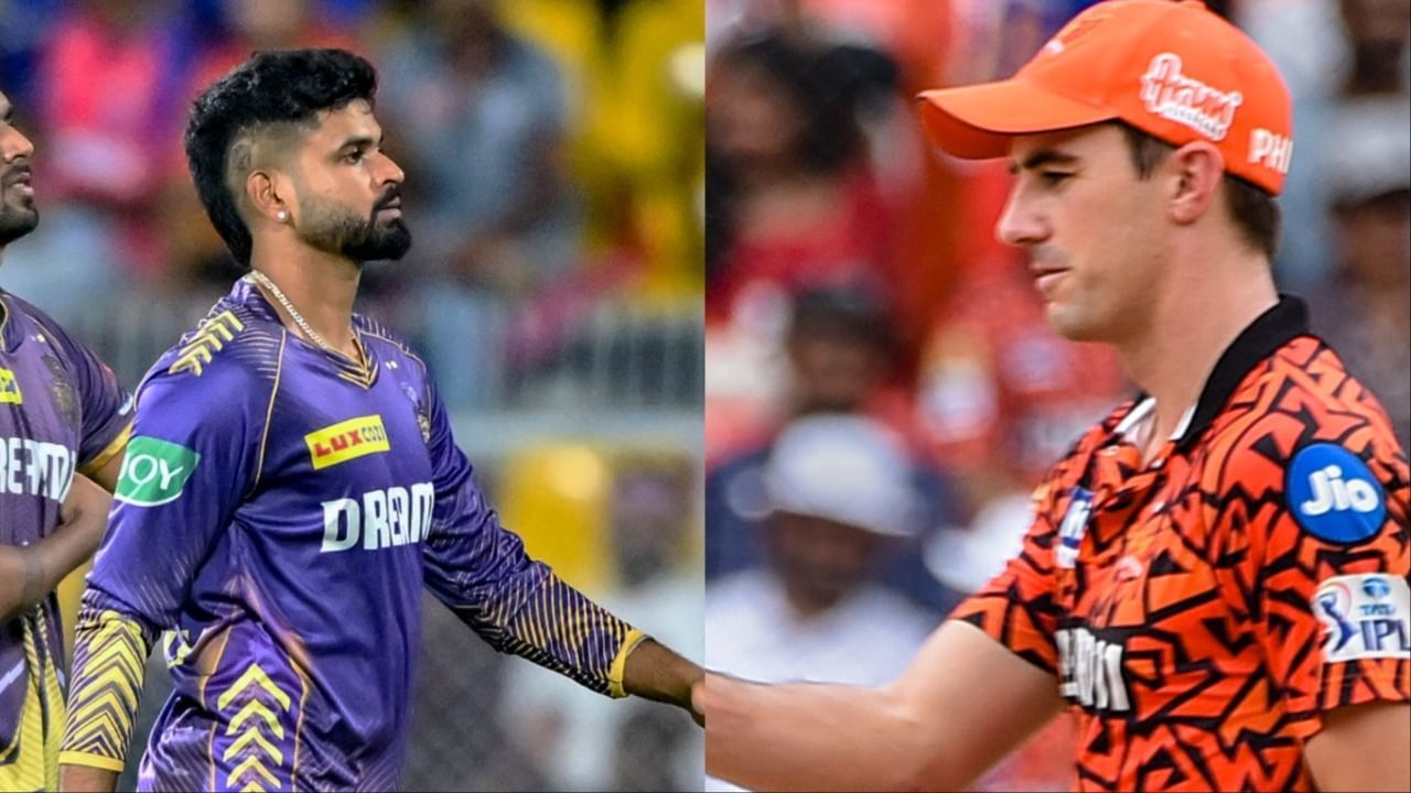 कोलकाता के कप्तान श्रेयस अय्यर और हैदराबाद के कप्तान पैट कमिंस