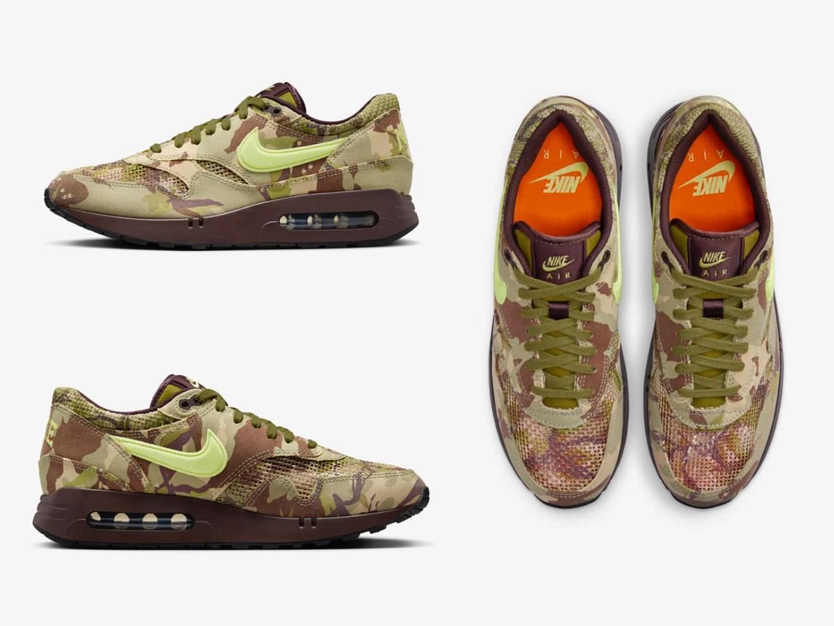 Here&#039;s a detailed look at the upcoming Nike Air Max 1 Camo sneakers (Image via Nike)