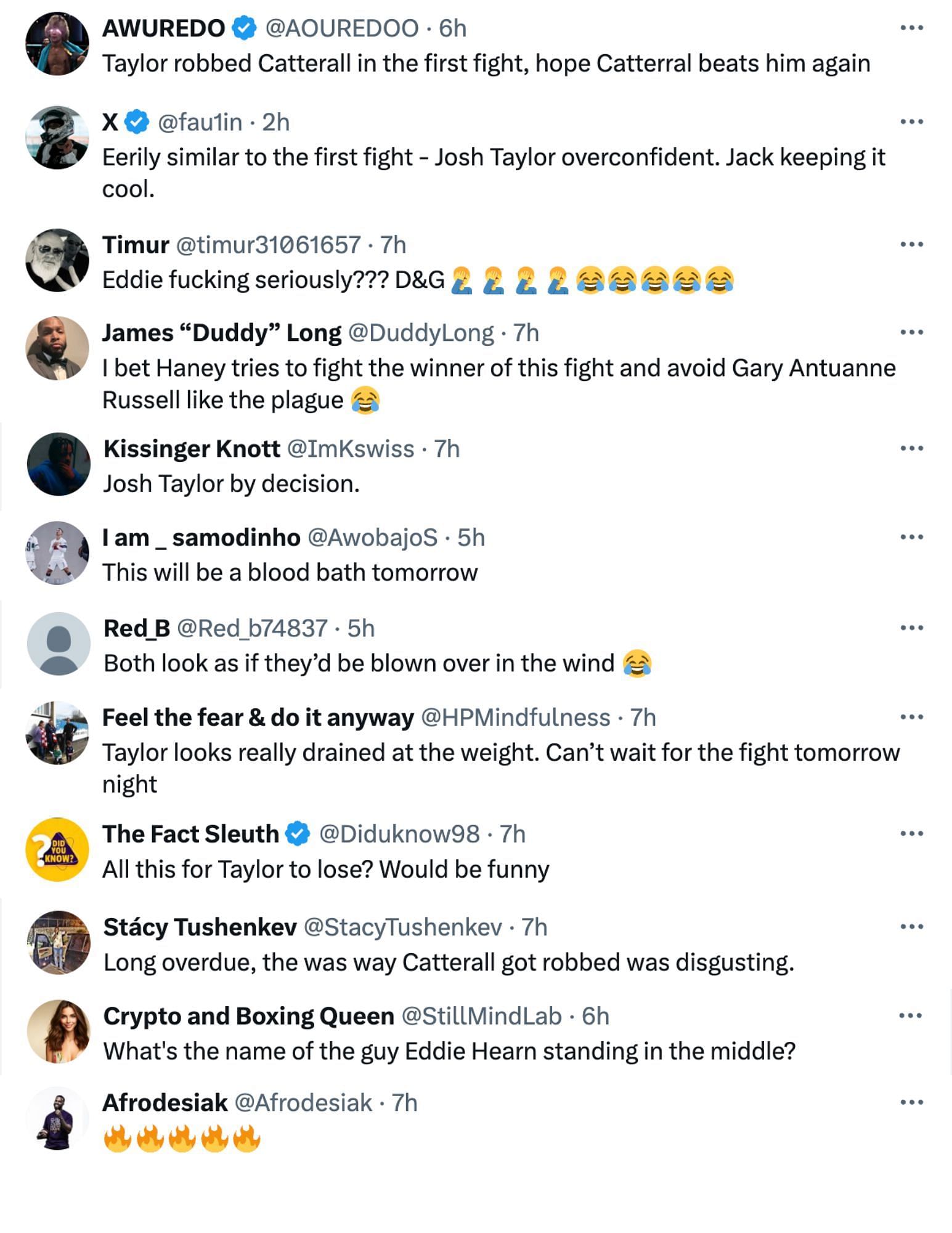 Fans react to Josh Taylor and Jack Catterall facing off [via @michaelbensonn on X]