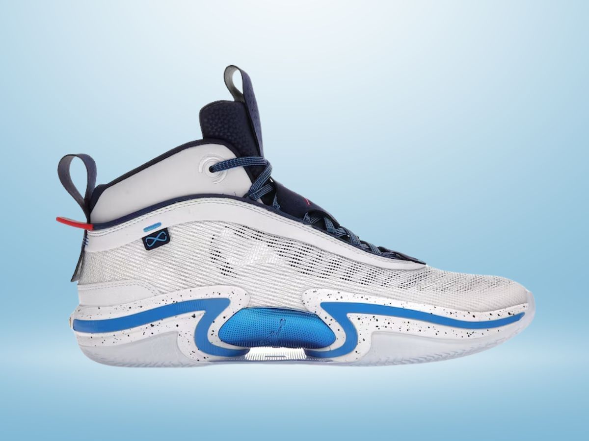 The Jordan 36 White/ Photo Blue/ University Red PE (Image via Stock X)