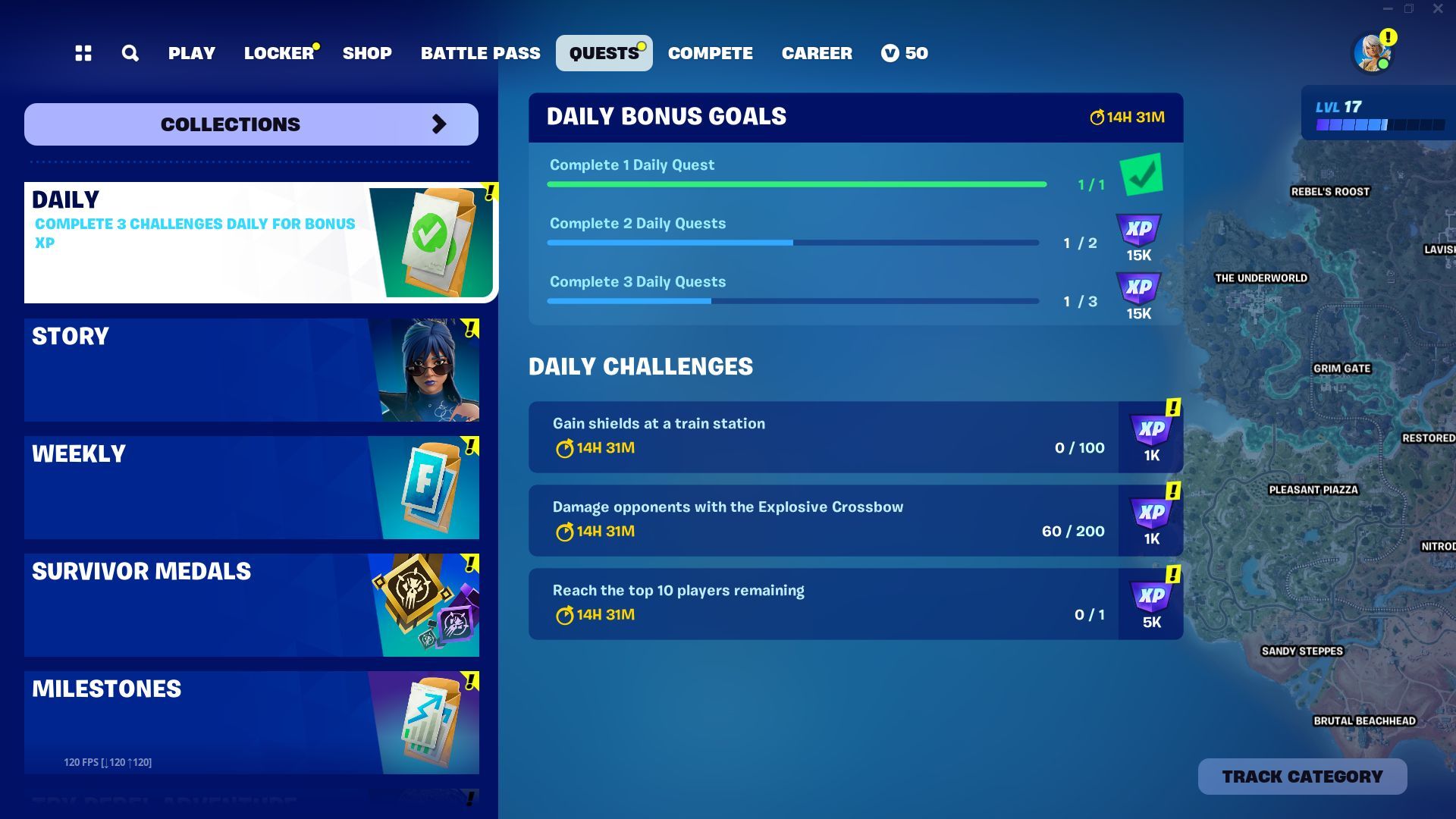 Complete all quests to earn thousands of XP per day (Image via Epic Games)