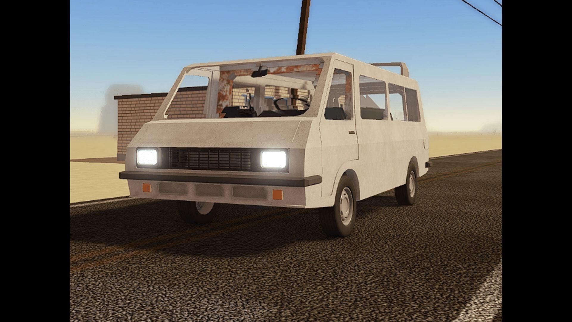 Cruise the roads in A Dusty Trip inside the Van (Image via Roblox)