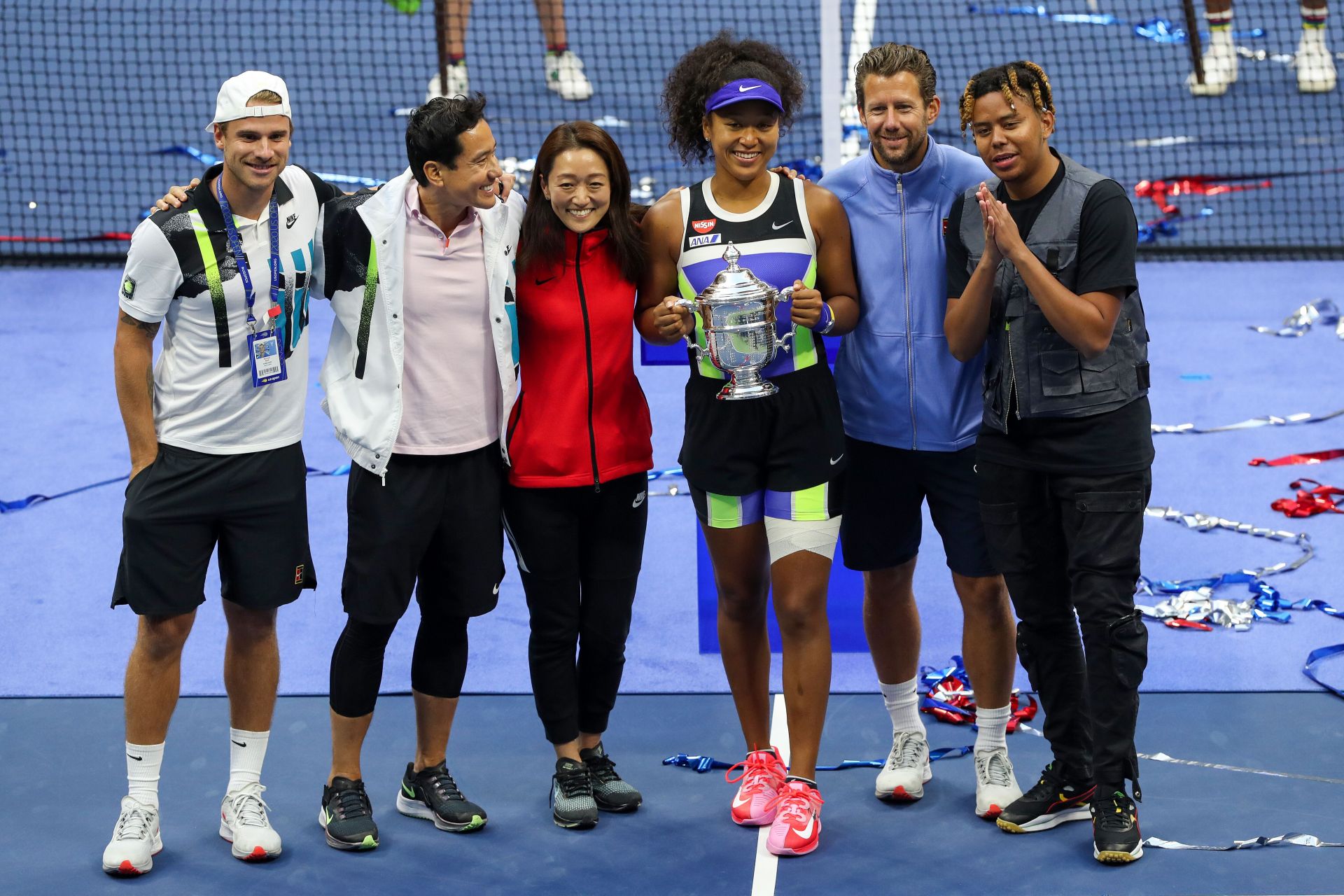 Osaka (third from right) and boyfriend Cordae (far right) pictured at 2020 US Open (Image Source: Getty)