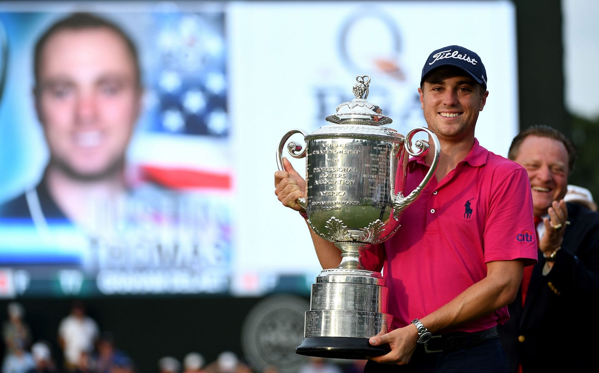 Justin Thomas after winning in 2017