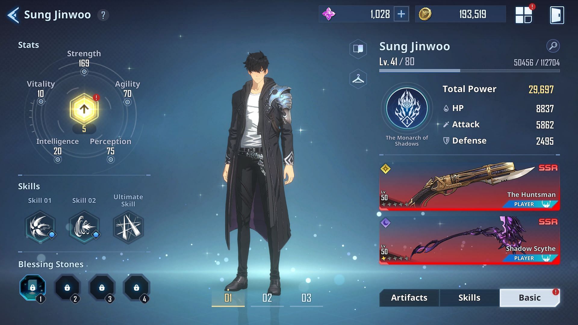 Sung Jinwoo character page preview (Image via Netmarble)