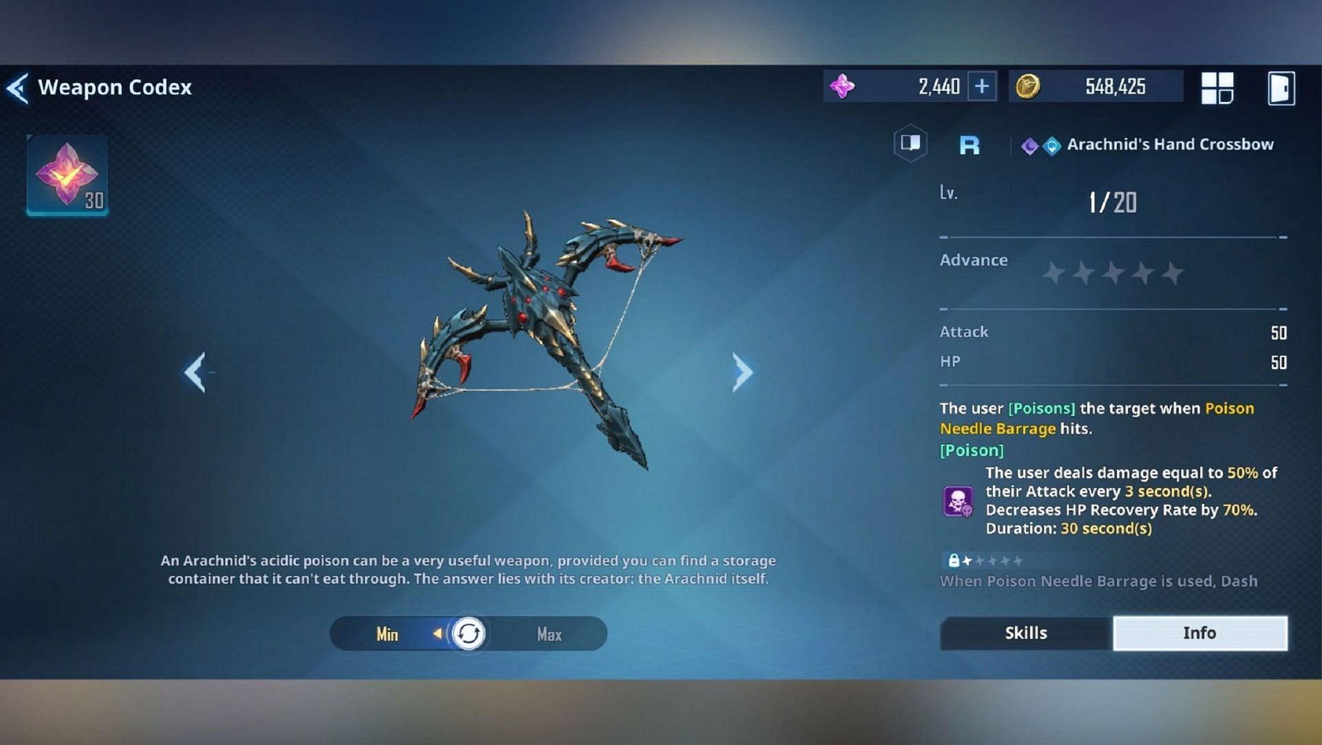 Arachnid&rsquo;s Hand Crossbow in Solo Leveling Arise (Image via Netmarble)