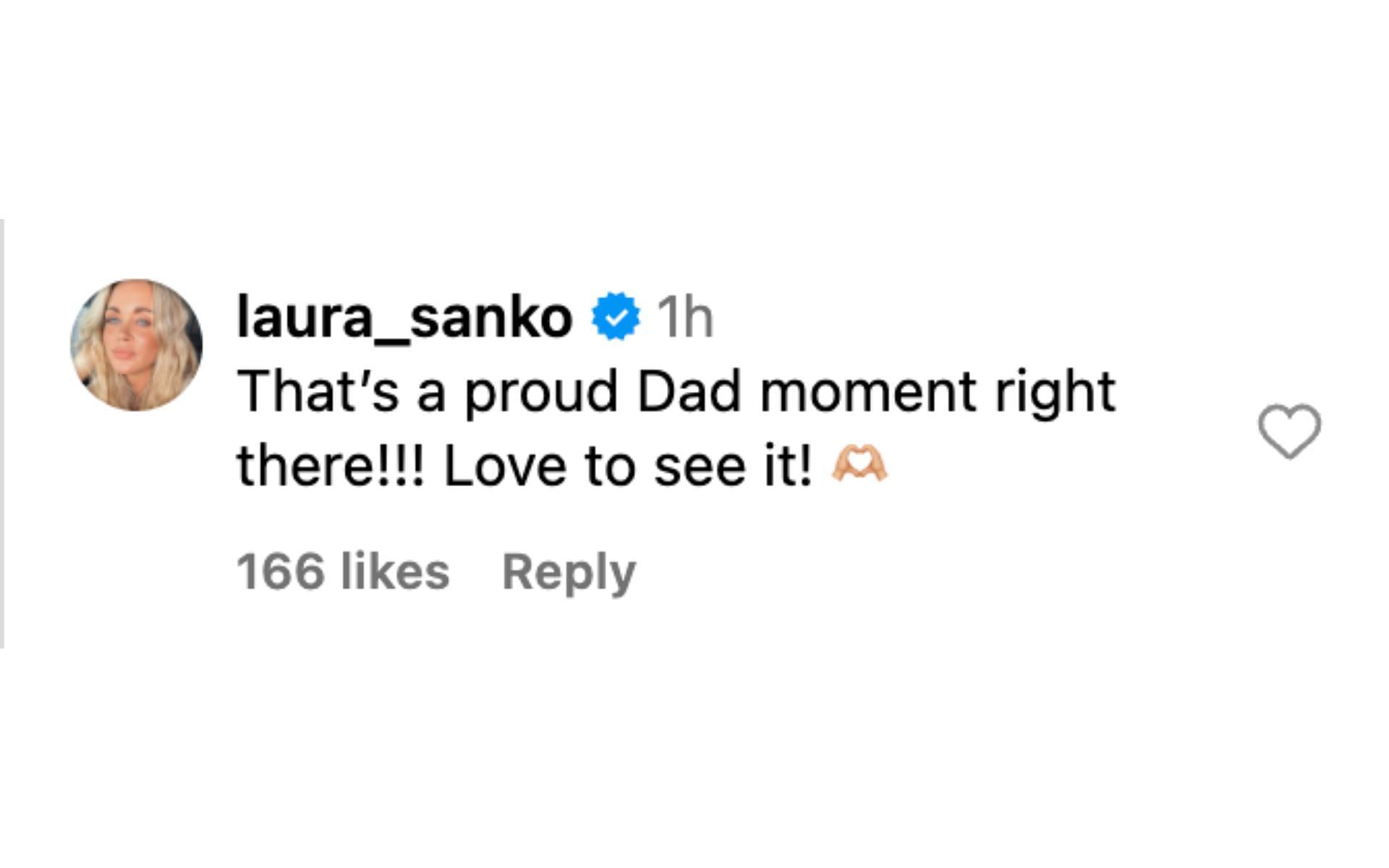 Laura Sanko congratulating Conor McGregor Jr. on receiving his first Brazilian jiu-jitsu stripe [via @thenotoriousmma on Instagram]