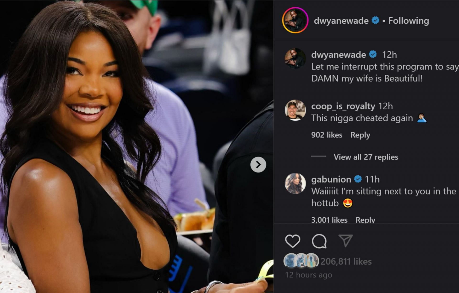 LOOK: Gabrielle Union replies to Dwyane Wade&#039;s Instagram post