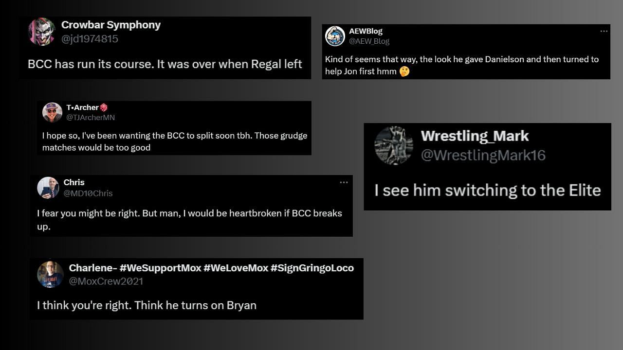 Fans reacting to Claudio Castagnoli potentially turning against the Blackpool Combat Club.