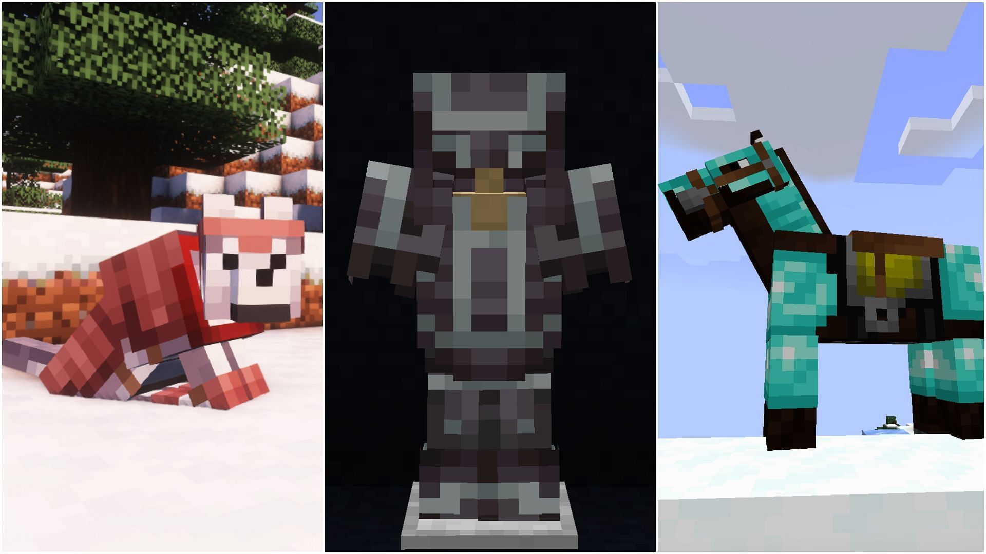 Minecraft player armor has one feature wolf and horse armor lacks (Image via Mojang Studios)