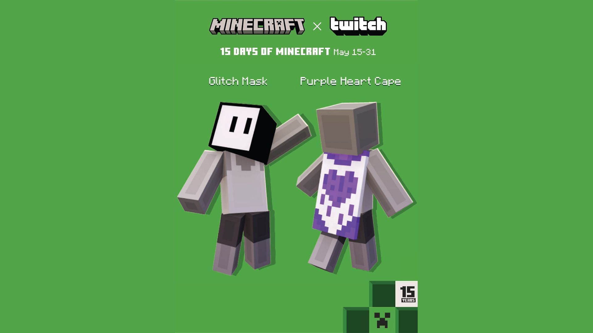 Twitch cape and glitch mask (Image via Mojang Studios)