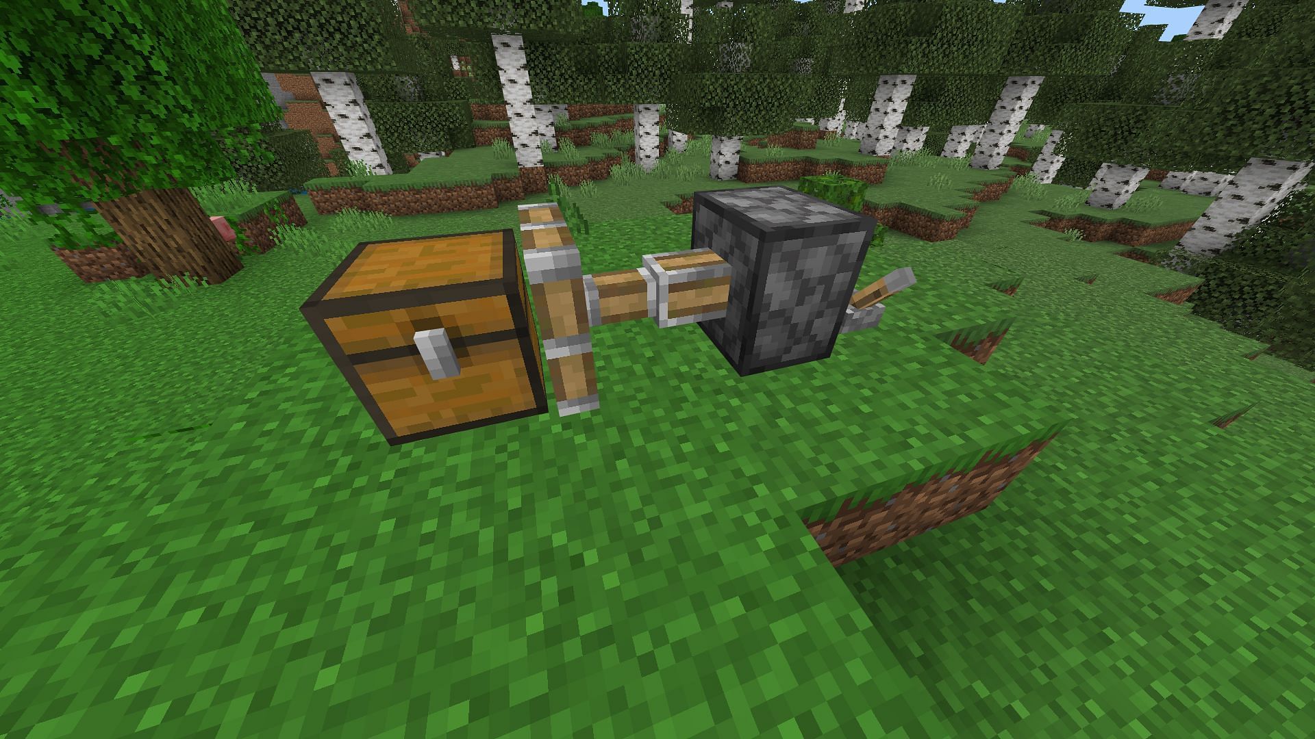 Tile entities like chests can be moved by pistons (Image via Mojang Studios)