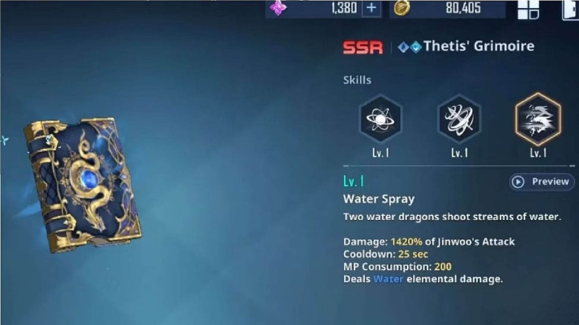 Thethis&#039; Grimoire is a great weapon in Solo Leveling Arise (Image via Netmarble)