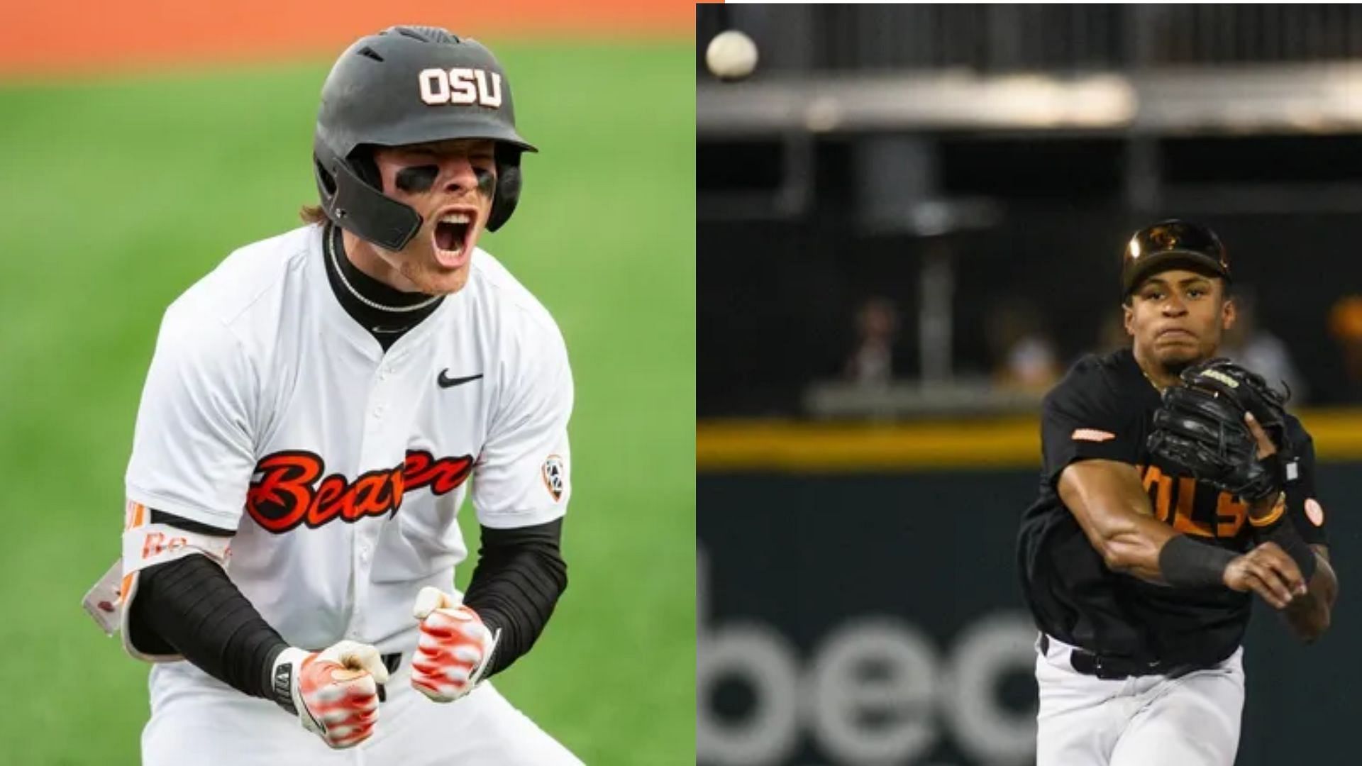 Standout stars Travis Bazzana (left) of Oregon State and Christian Moore (right) of Tennessee will have to wait until Monday, May 27, to know their brackets and seedings in the Field of 64.