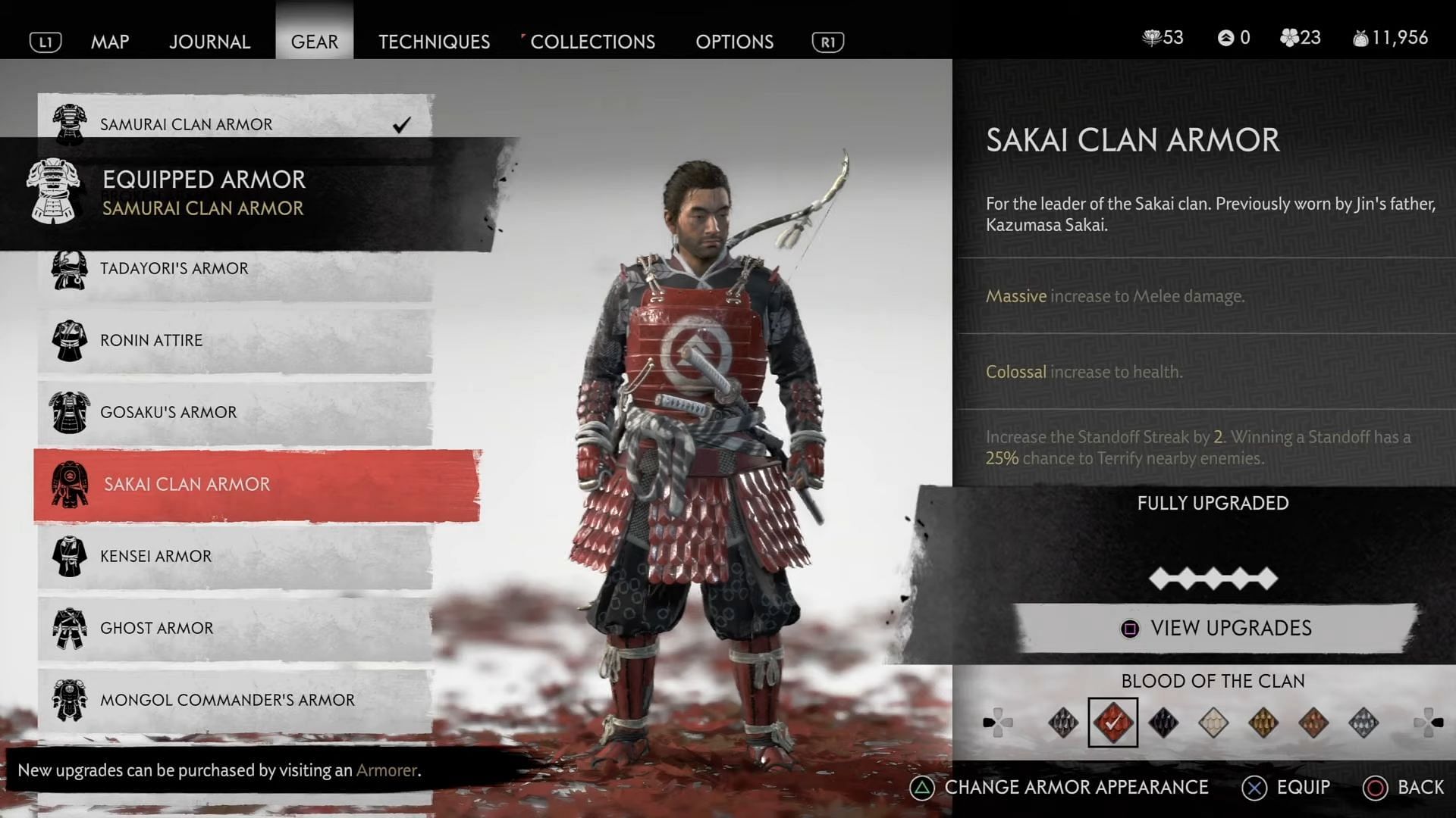 The Sakai Clan Armor has some very cool colorways (Image via Sucker Punch || YouTube/Enzyme77)