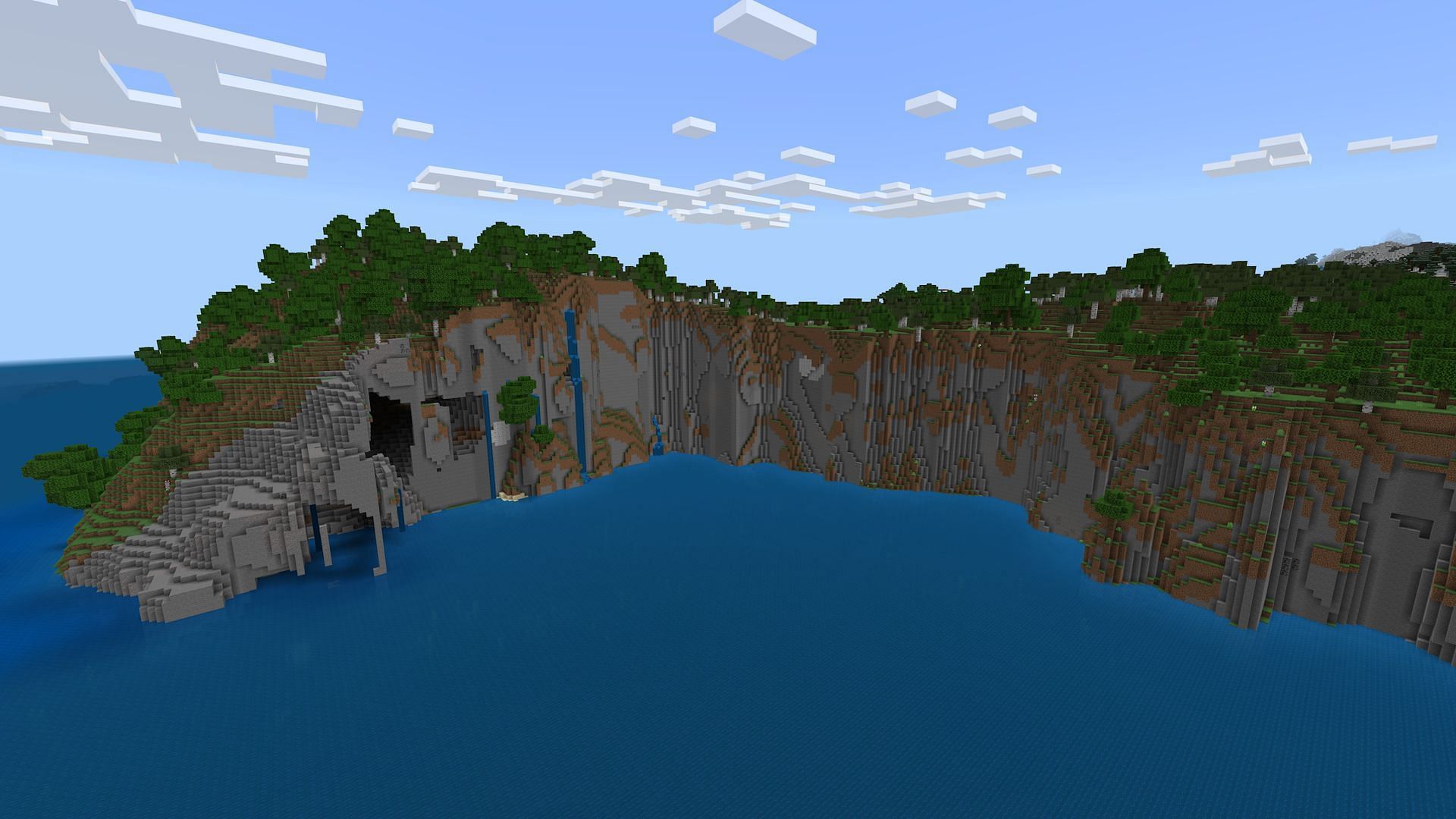 The gorgeous cliffs found at the seed&#039;s spawn (Image via Mojang)