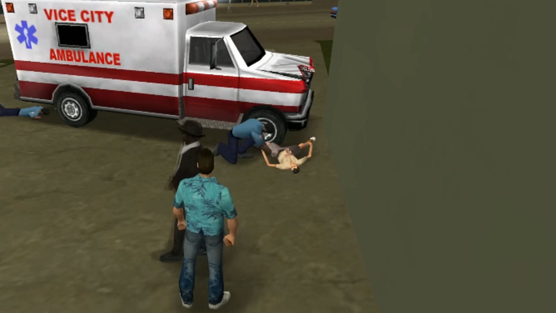 A Vice City paramedic resuscitating an NPC (Image via YouTube/ENXGMA)