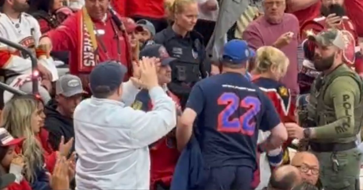 Cop ejects disruptive Rangers fan during Game 4 against Panthers, gets serenaded on his way out 